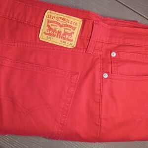 Levi's Bright Red Slim Mens 36x32 Jeans. Like New!  I've Only Worn Twice.